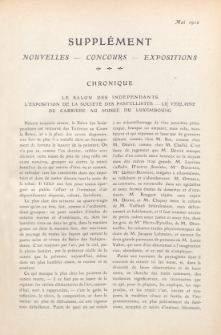 Art et décoration : revue mensuelle d'art moderne 1910, Supplément Chronique, mai