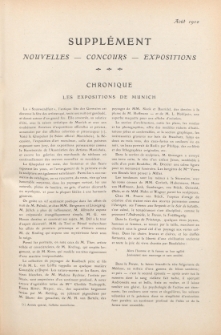 Art et décoration : revue mensuelle d'art moderne 1910, Supplément Chronique, aoút