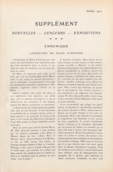 Art et d&eacute;coration : revue mensuelle d'art moderne 1910, Suppl&eacute;ment Chronique, octobre