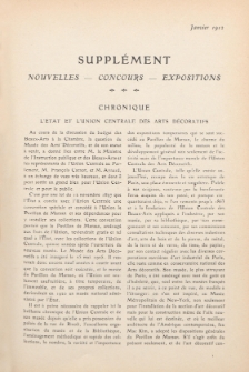 Art et décoration : revue mensuelle d'art moderne. 1912 Suppleément Chronique, janvier