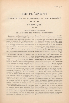 Art et décoration : revue mensuelle d'art moderne. 1912 Suppleément Chronique, mars