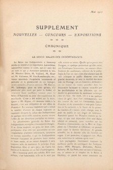 Art et décoration : revue mensuelle d'art moderne. 1912 Suppleément Chronique, mai