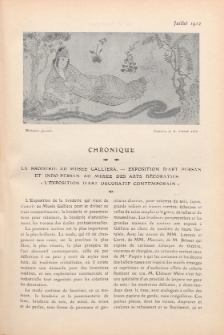 Art et décoration : revue mensuelle d'art moderne. 1912 Suppleément Chronique, juillet