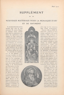 Art et décoration : revue mensuelle d'art moderne. 1912 Suppleément Chronique, aoút