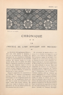 Art et décoration : revue mensuelle d'art moderne. 1912 Suppleément Chronique, octobre