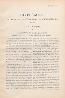 Art et décoration : revue mensuelle d'art moderne. 1912 Suppleément Chronique, décembre