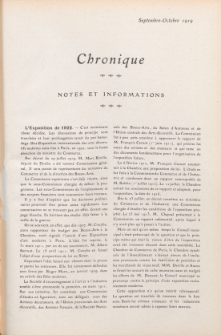 Art et décoration : revue mensuelle d'art moderne. 1919 Chronique, septembre-octobre.