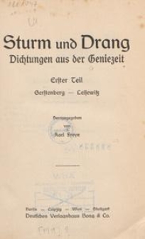 Sturm und Drang : Dichtungen aus der Geniezeit in vier Teilen. T. 1-2