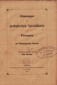 Erläuterungen zur geologischen Specialkarte von Preussen und den Thüringischen Staaten. Lfg. 9. Blatt Greussen. Gradabt. 56, No. 46