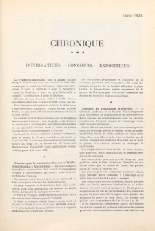 Art et décoration : revue mensuelle d'art moderne 1928. Chronique, févier