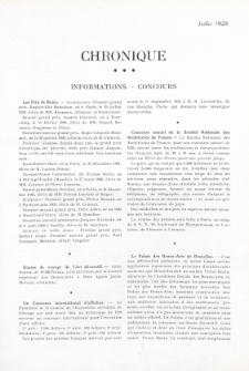 Art et décoration : revue mensuelle d'art moderne 1928. Chronique, juillet