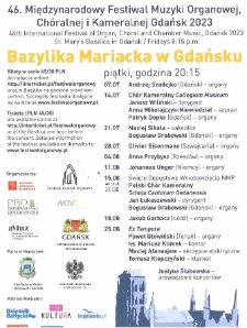 46. Międzynarodowy Festiwal Muzyki Organowej, Chóralnej i Kameralnej Gdańsk 2023