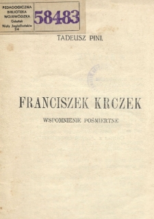 Franciszek Krczek : wspomnienie pośmiertne