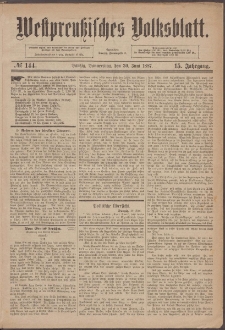 Danziger Volks-Blatt. Organ volksthümlicher Bestrebungen und Interessen 1887 30.06. nr.144