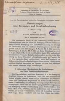 Untersuchungen über Bewegungsund Gestaltwahrnehmung