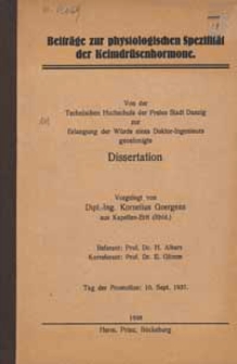 Beiträge zur physiologischen Spezifität der Kiemdrüsenhormone