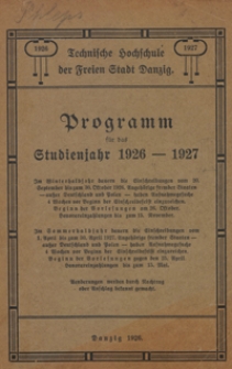 Programm : f&uuml;r das Studienjahr 1926-1927