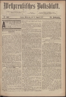 Danziger Volks-Blatt. Organ volksthümlicher Bestrebungen und Interessen 1887 31.08. nr.197
