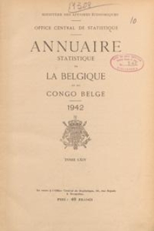 Annuaire statistique de la Belgique et du Congo Belge, 1942