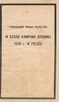 Tymczasowy wykaz poległych w czasie kampanji jesiennej 1939 r. w Polsce