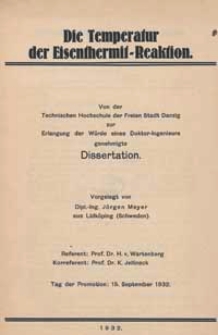 Die Temperatur der Eisenthermit-Reaktion