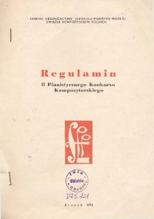 Regulamin II Pianistycznego Konkursu Kompozytorskiego