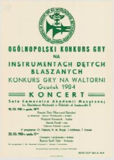 Ogólnopolski Konkurs Gry na Instrumentach Dętych Blaszanych : Gdańsk 1984 : Konkurs Gry na Waltorni : Koncert