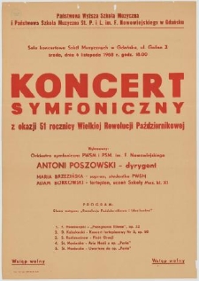 Koncert symfoniczny z okazji 51 rocznicy Wielkiej Rewolucji Październikowej