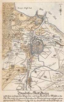 Grundriss der Stadt Dantzig nebst ihren umliegenden Gegenden und dem Ausfluss der Weichsel in die Ostsee / nach einer genauen Aufnahme des Terrains zusammengetragen und angefertiget durch D. F. Sotzmann d. 1 Nov. 1783 NB alles gelb lasfirte ist Königl. Preußl. und alles weisse Dantziger Gebiet