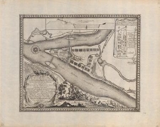 Ichnographia Castelli ad Caput Vistulae vulgo Hoft Schantz tribus Dantisco milliarib. à S.R.M. Sueciae 19. Maij An. 1656 exstrui coepti, nec non Castroru. ab Excell. Dn. Campi Marescallo Com. Steenbokio eodem anno ibi positorum, in fugam coniecit, non paucis eorum trucidatis et captis, septem insuper tormentis aeneis in praedam cessis, d. 23. Augusti A.o. 1657