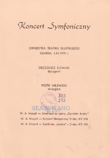 Koncert symfoniczny : Gdańsk, 3. XII, 1979 r. : [program]