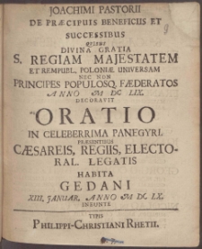 Joachimi Pastorii De Præcipuis Beneficiis Et Successibus
