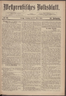 Westpreußisches Volksblatt 1888 27.03 nr 72
