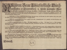 Nachdem Seine Ch&uuml;rf&uuml;rstliche D&uuml;rchlauchtigkeit zu Brandenburg