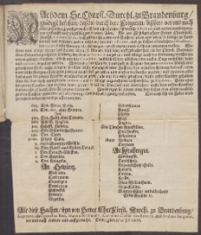 Nachdem Se. Churft. Durchl. zu Brandenburg, gn&auml;digst befohlen