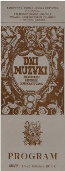 Dni muzyki Niemieckiej Republiki Demokratycznej : program : Gdańsk, 18-22 listopada 1979 r