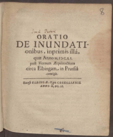 Oratio De Inundationibus, inprimis illa