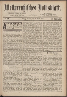 Westpreußisches Volksblatt 1888 30.04 nr 98