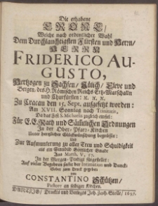 Die erhabene Crone Welche nach ordentlicher Wahl Dem