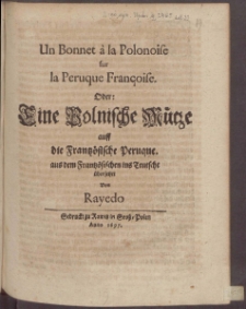 Un Bonnet &agrave; la Polonoise sur la Peruque Fran&ccedil;oise