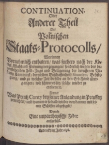 Continuation Oder Anderer Theil Des Polnischen Staats-Protocolls