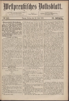 Westpreu&szlig;isches Volksblatt 1888 22.06 nr 141