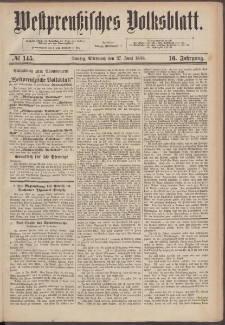 Westpreu&szlig;isches Volksblatt 1888 27.06 nr 145