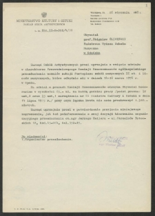 Dokument dot. działalności prof. Zbigniewa Śliwińskiego w jury konkurs&oacute;w pianistycznych krajowych i zagranicznych