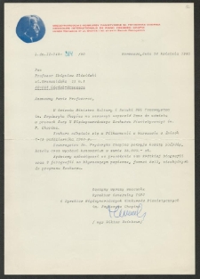 Dokument dot. działalności prof. Zbigniewa Śliwińskiego w jury konkurs&oacute;w pianistycznych krajowych i zagranicznych