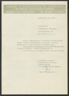 Dokument dot. działalności prof. Zbigniewa Śliwińskiego w jury konkurs&oacute;w pianistycznych krajowych i zagranicznych