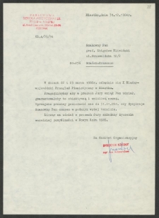 Dokument dot. działalności prof. Zbigniewa Śliwińskiego w jury konkurs&oacute;w pianistycznych krajowych i zagranicznych