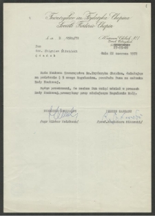 Dokument dot. działalności prof. Zbigniewa Śliwińskiego w Towarzystwie im. Fryderyka Chopina