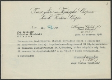 Dokument dot. działalności prof. Zbigniewa Śliwińskiego w Towarzystwie im. Fryderyka Chopina