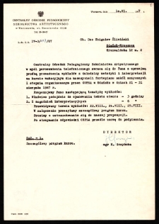 Dokument dot. działalności dydaktycznej prof. Zbigniewa Śliwińskiego